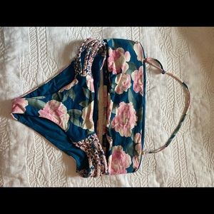 Frankie’s Bikini blue and pink floral bikini set in medium